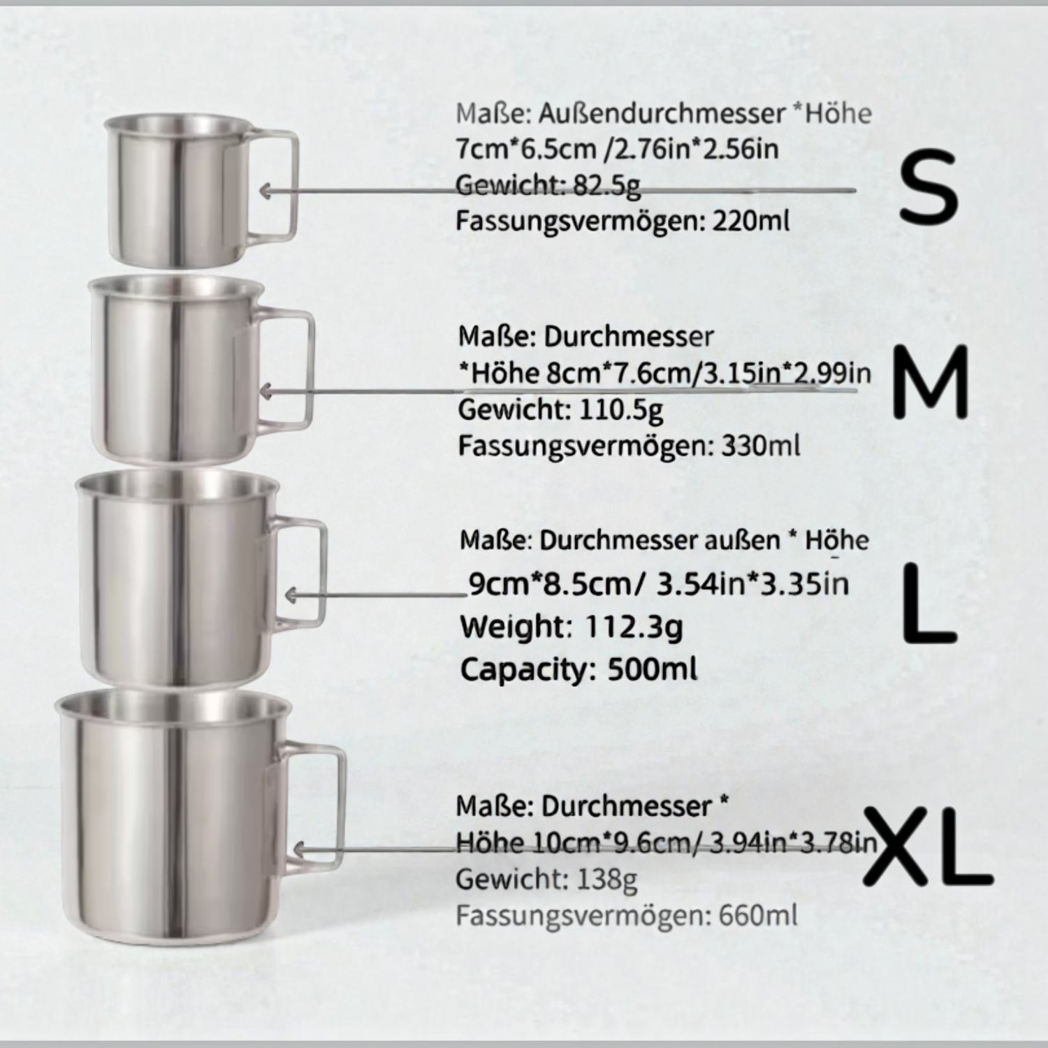 Edelstahl-Becher & Kochtopf-Set