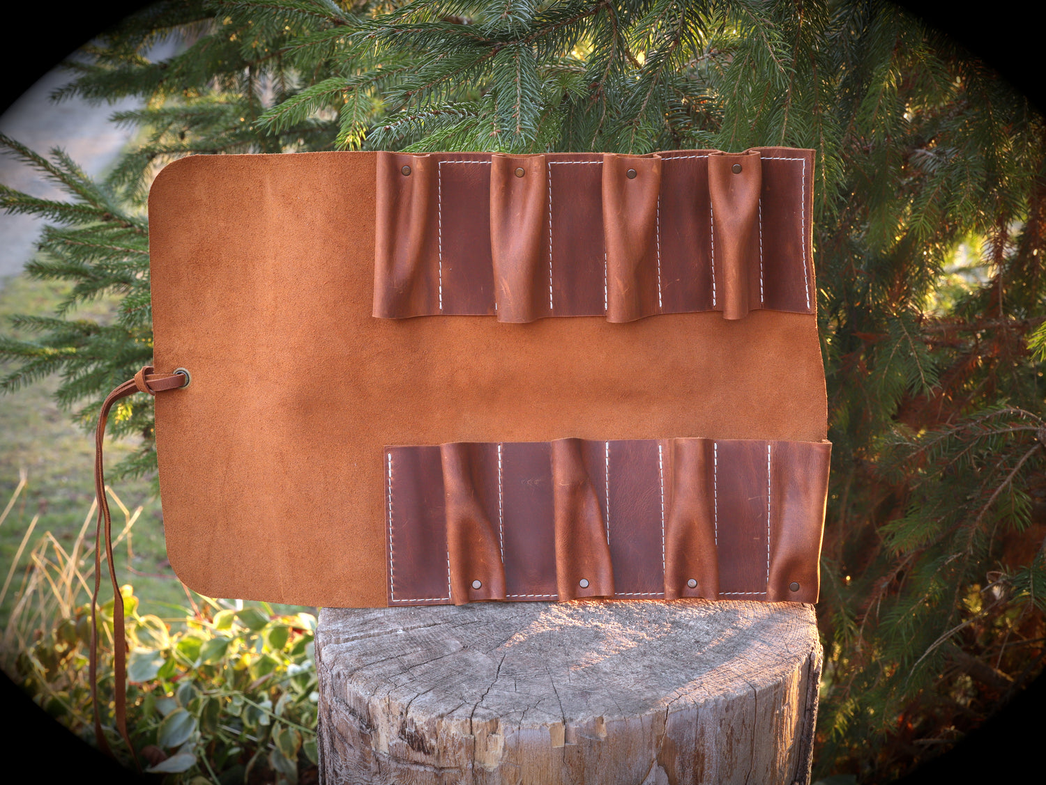 Leder-Werkzeugrolle „Crazy Horse“ | Handgefertigte Rolltasche