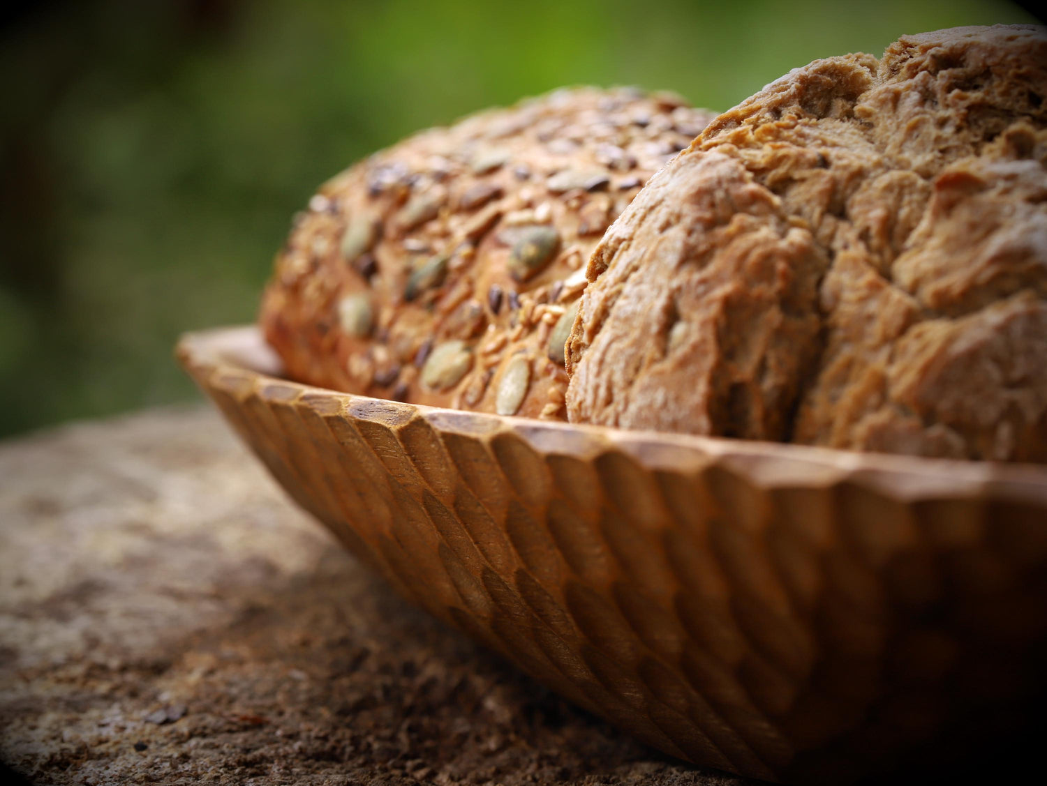 hand-carved wooden bowl