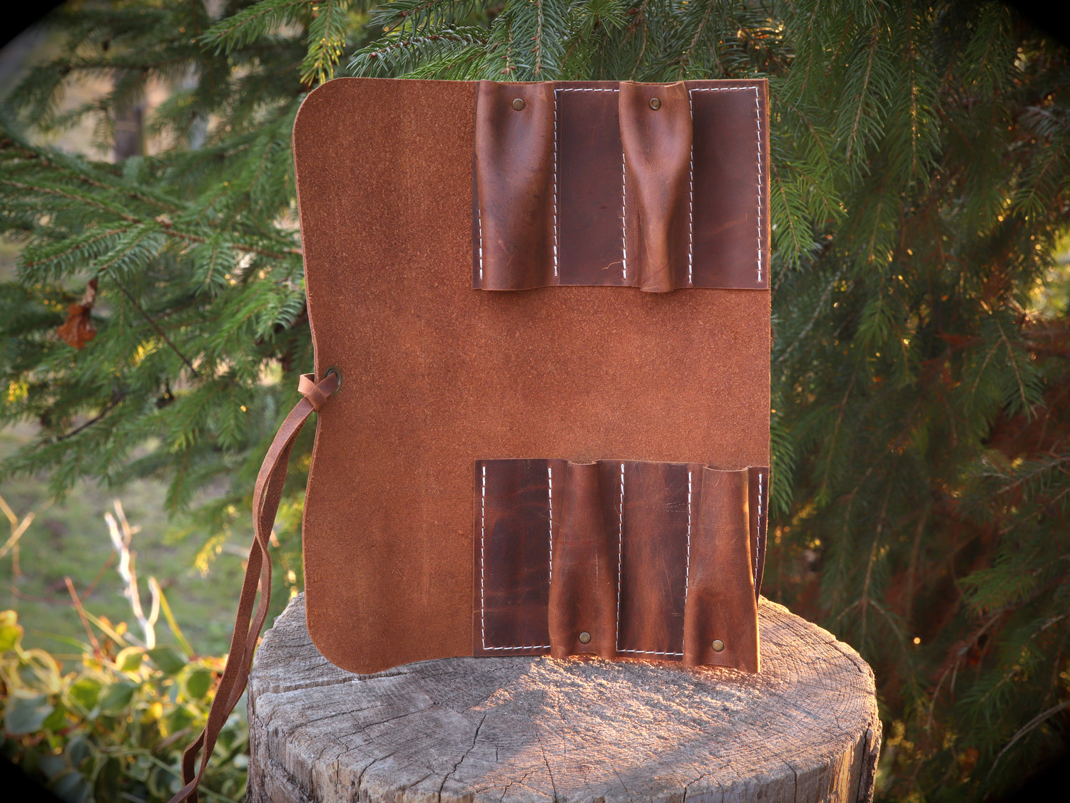 Leder-Werkzeugrolle „Crazy Horse“ | Handgefertigte Rolltasche