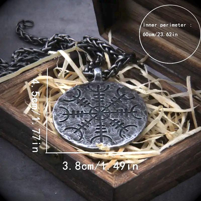 Vegvisir Kette - rustikal geschmiedet