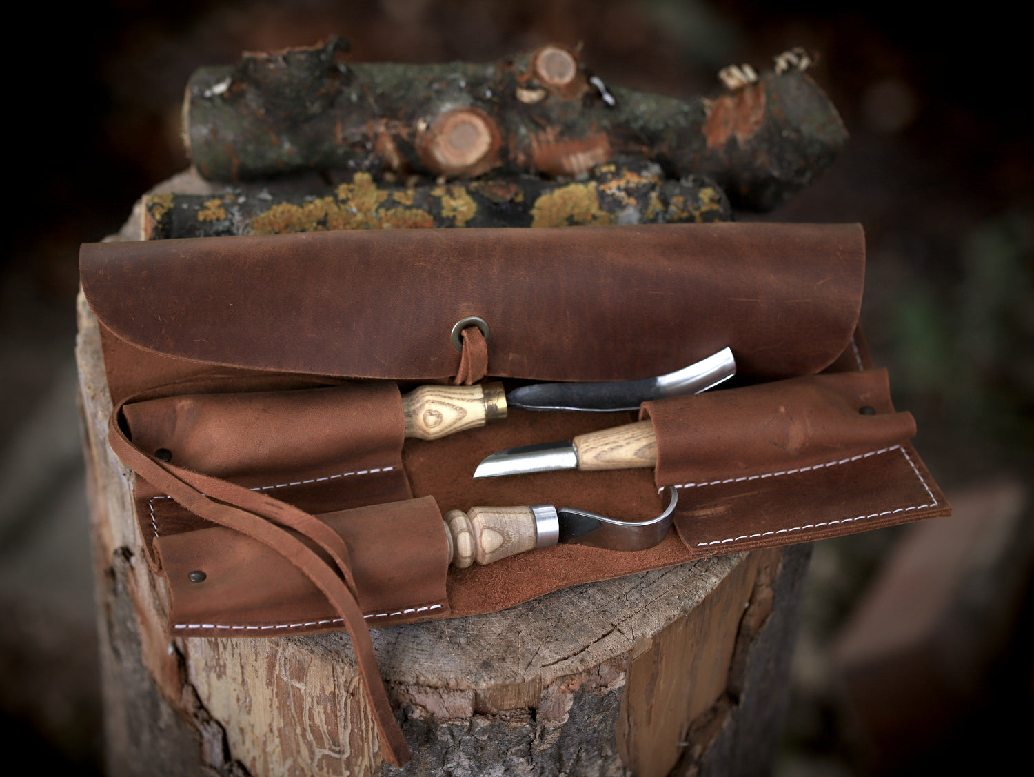 Leder-Werkzeugrolle „Crazy Horse“ | Handgefertigte Rolltasche