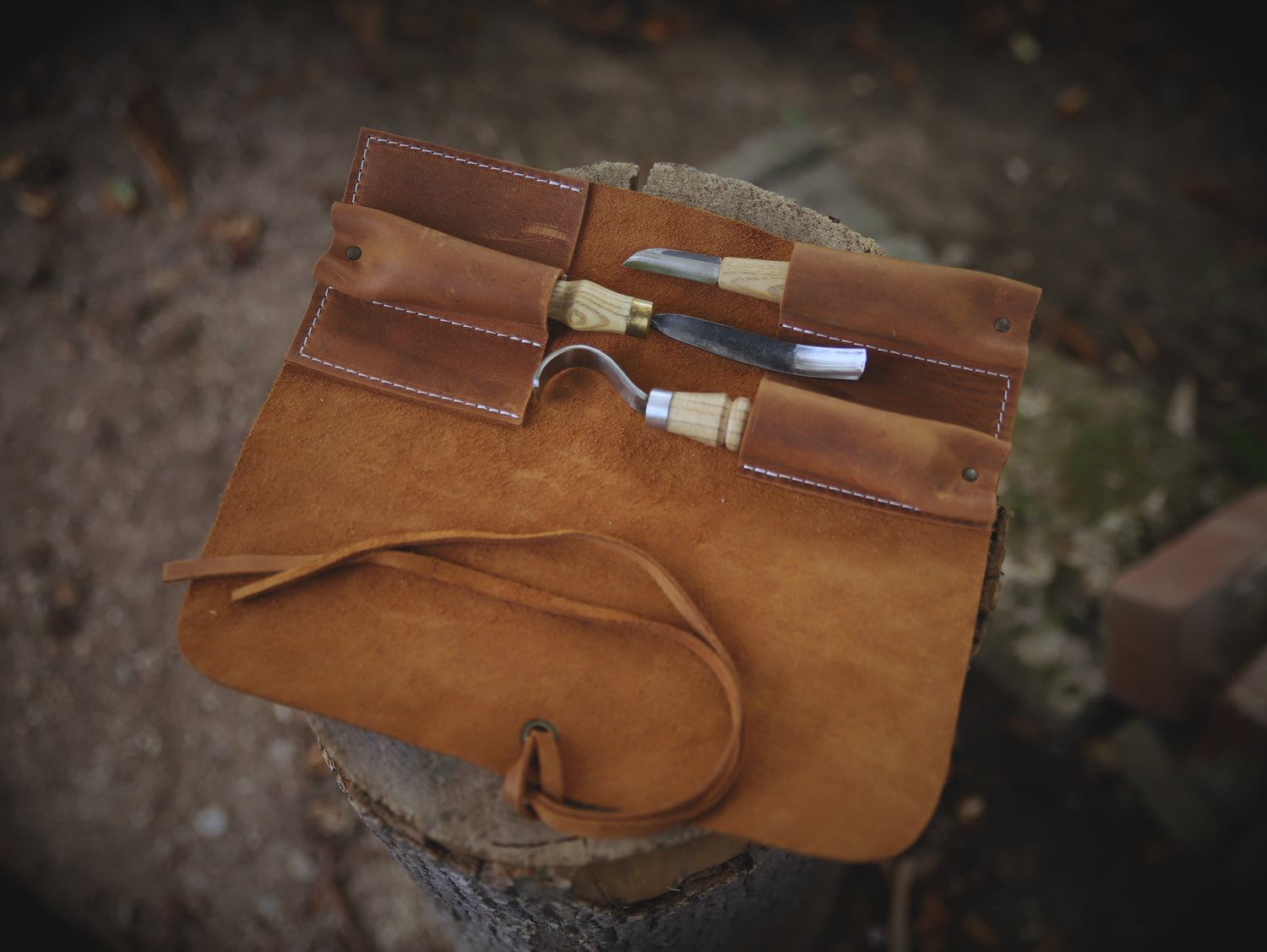 Leder-Werkzeugrolle „Crazy Horse“ | Handgefertigte Rolltasche