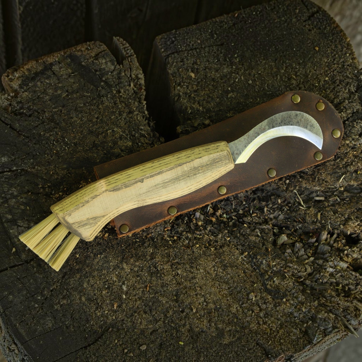 Pilzmesser mit Bürste (geschwungen)
