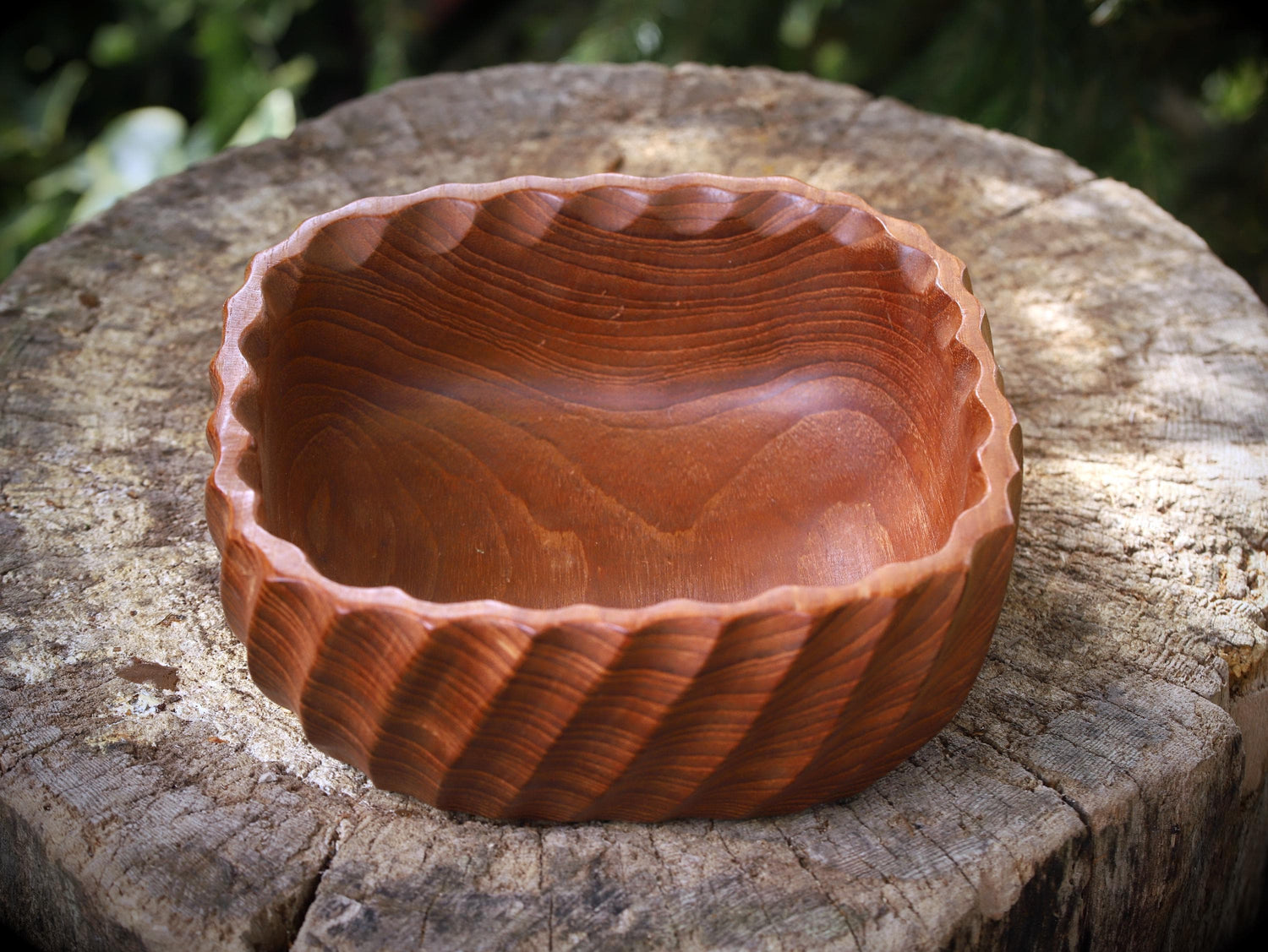 large hand-carved wooden bowl