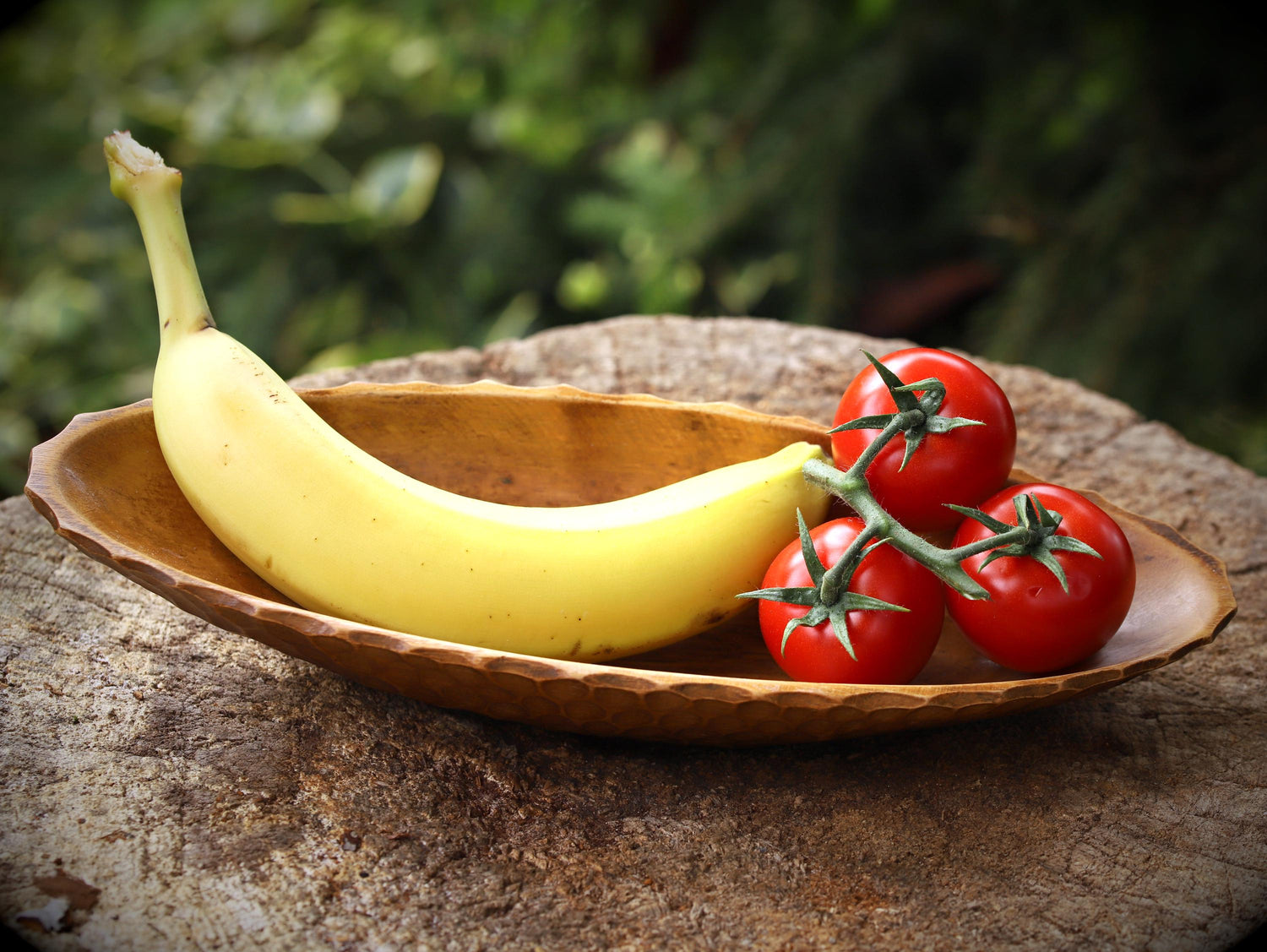hand-carved wooden bowl