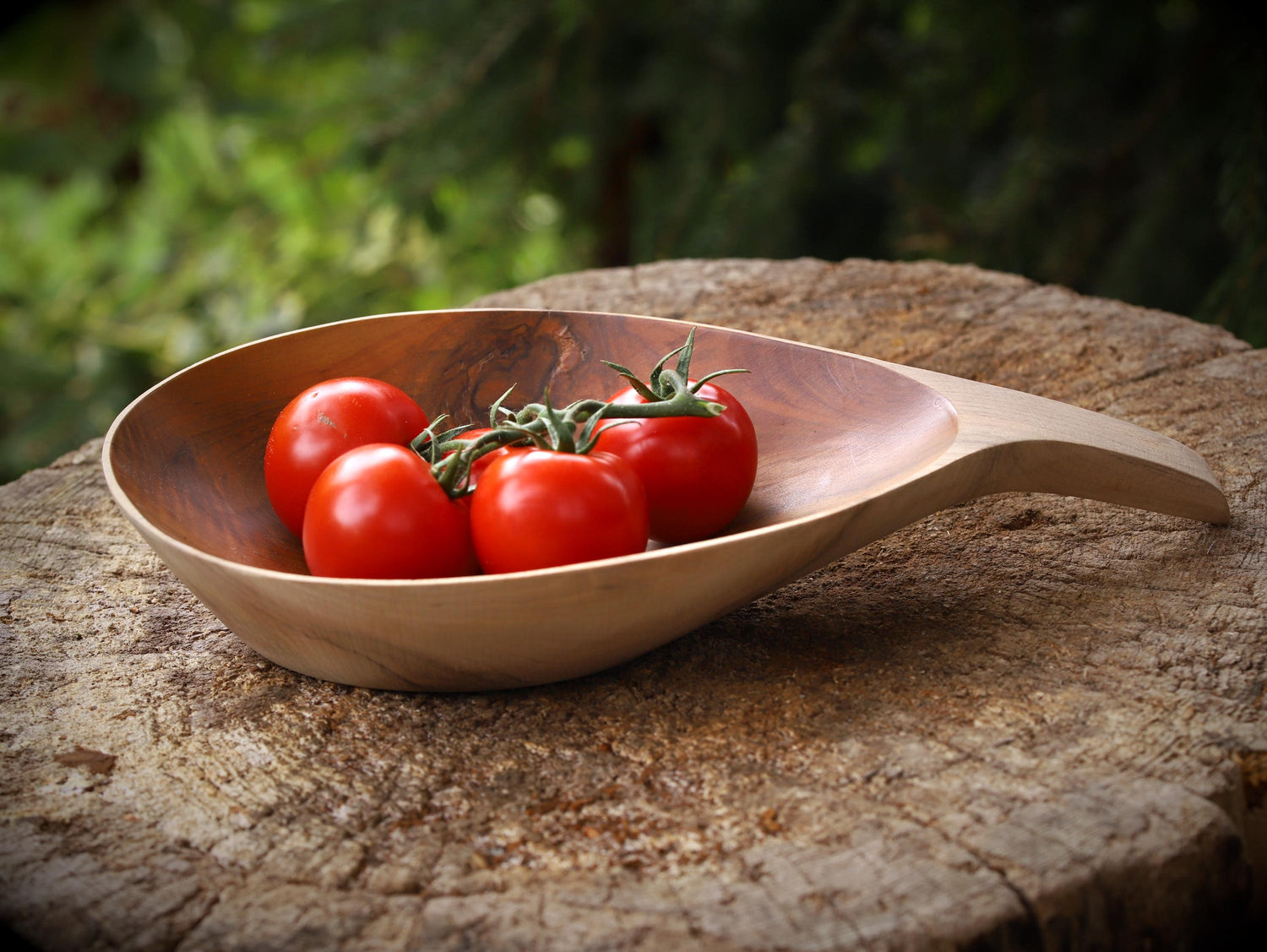 hand-carved wooden bowl