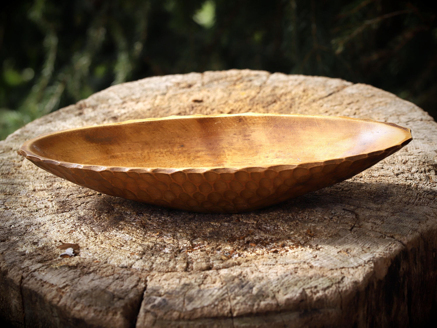hand-carved wooden bowl