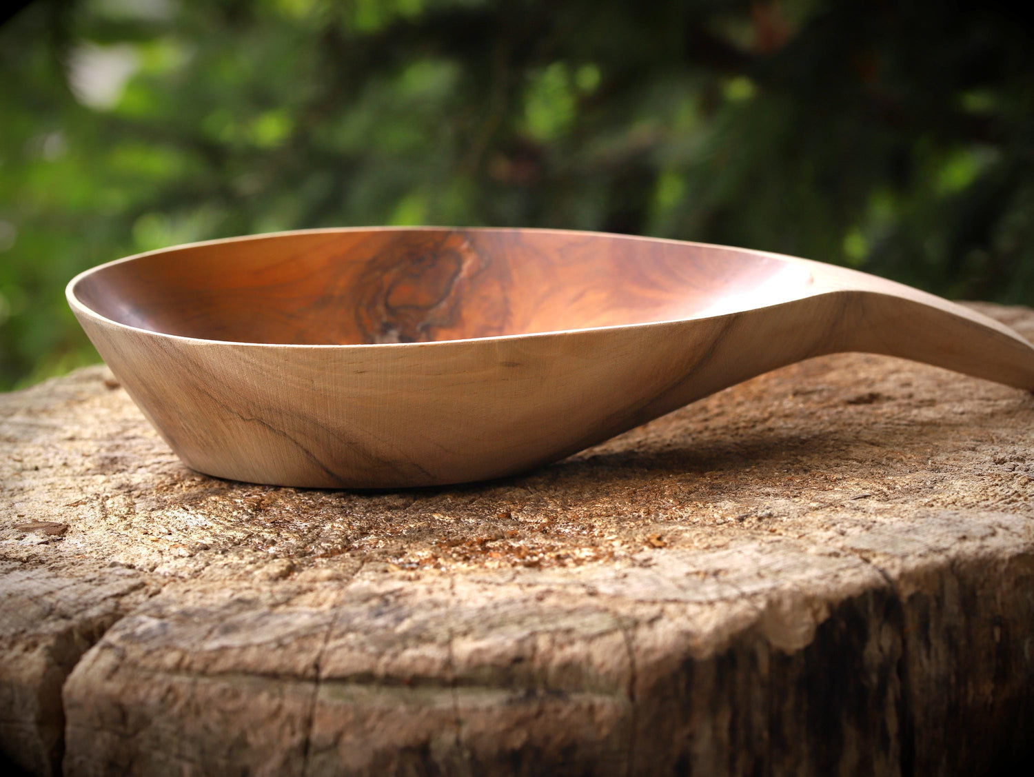 hand-carved wooden bowl