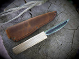 Yakut-Messer mit flachen Eschenholzgriff + Lederscheide