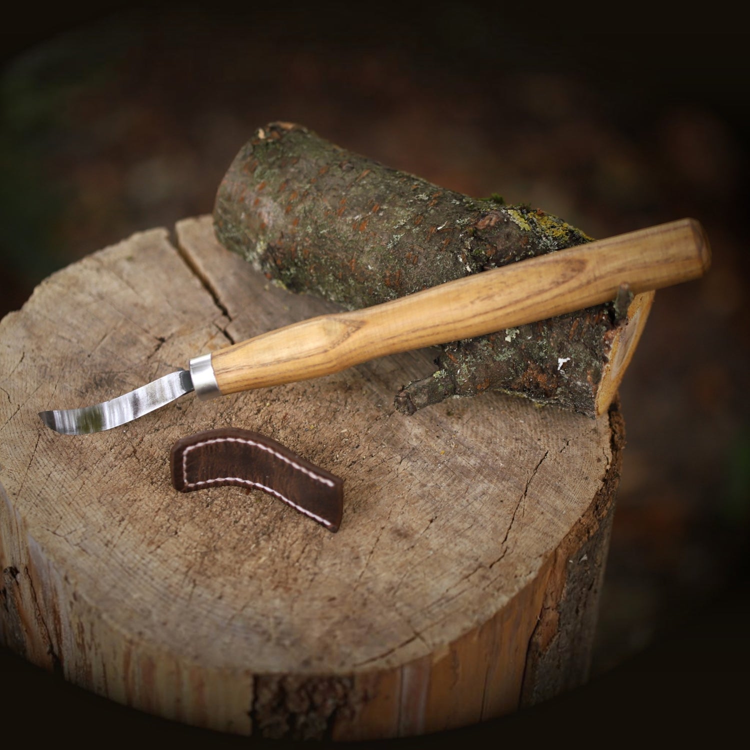 Handgeschmiedetes Löffelmesser mit langem Griff