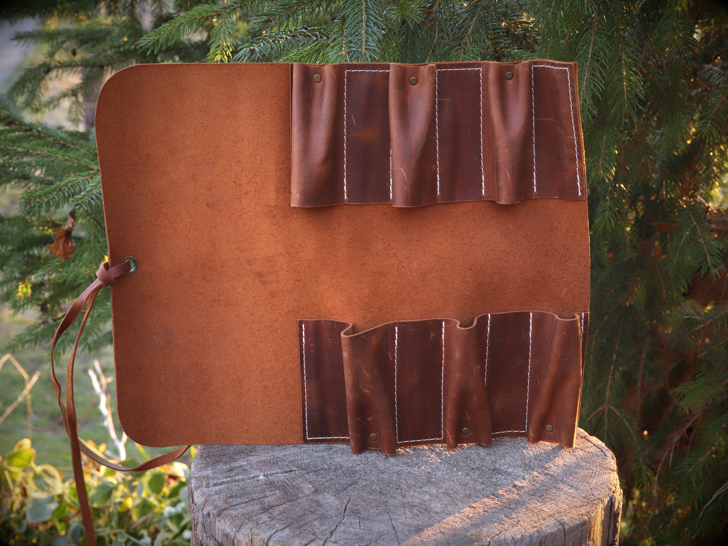Leder-Werkzeugrolle „Crazy Horse“ | Handgefertigte Rolltasche