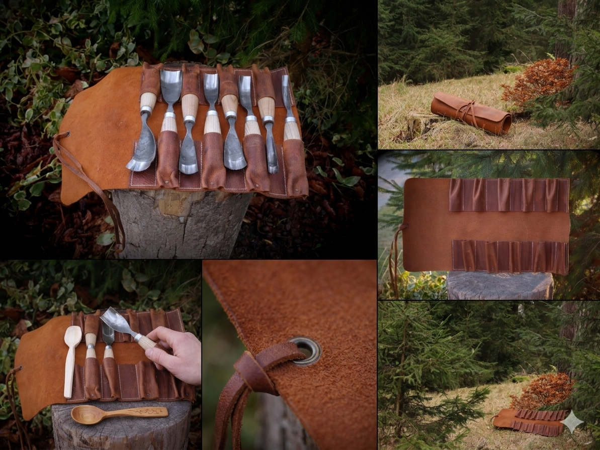 Leder-Werkzeugrolle „Crazy Horse“ | Handgefertigte Rolltasche
