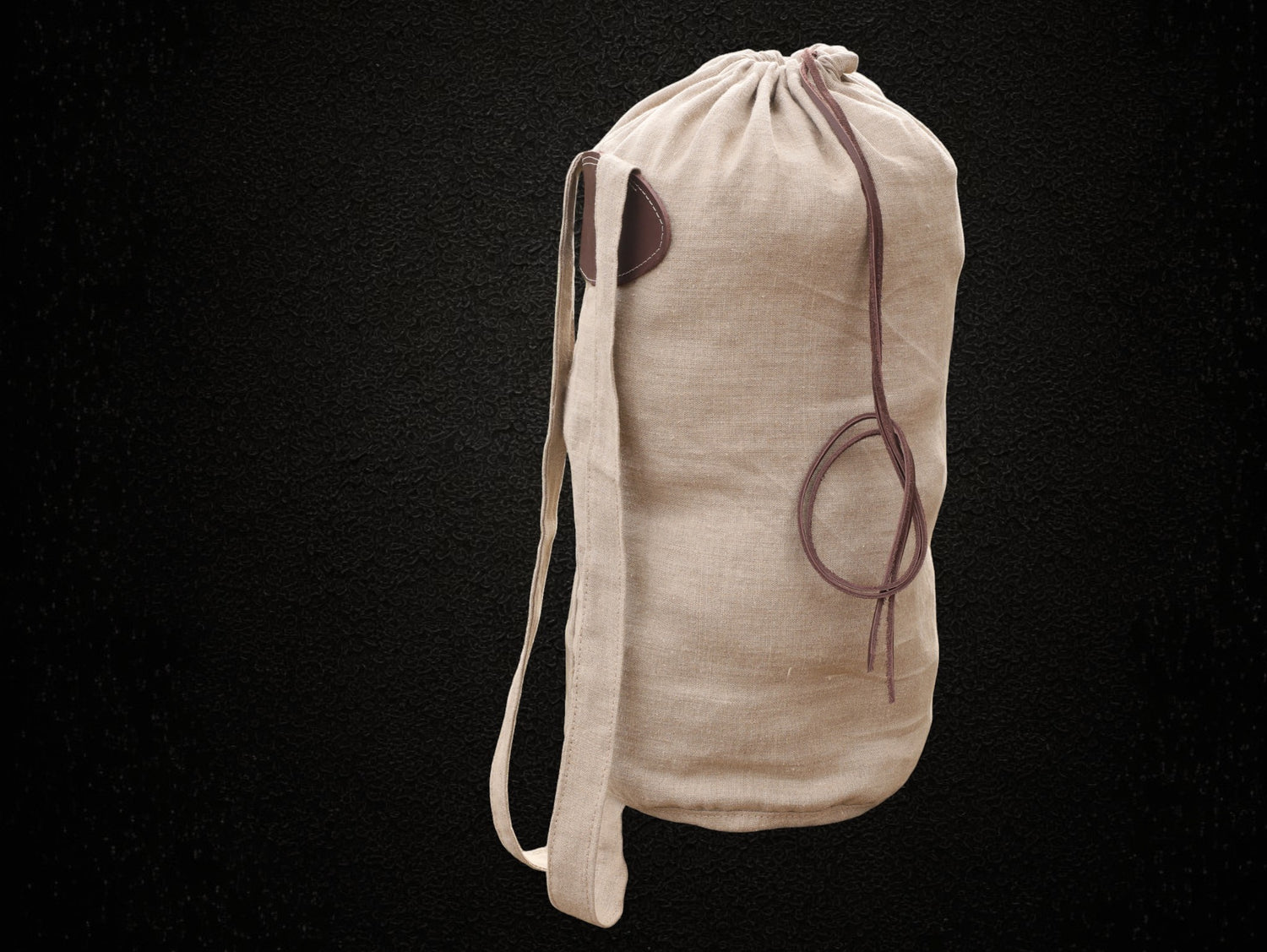 Handgefertigter Mittelalter Rucksack aus 100% Leinen & Rindsleder für Bushcraft & LARP
