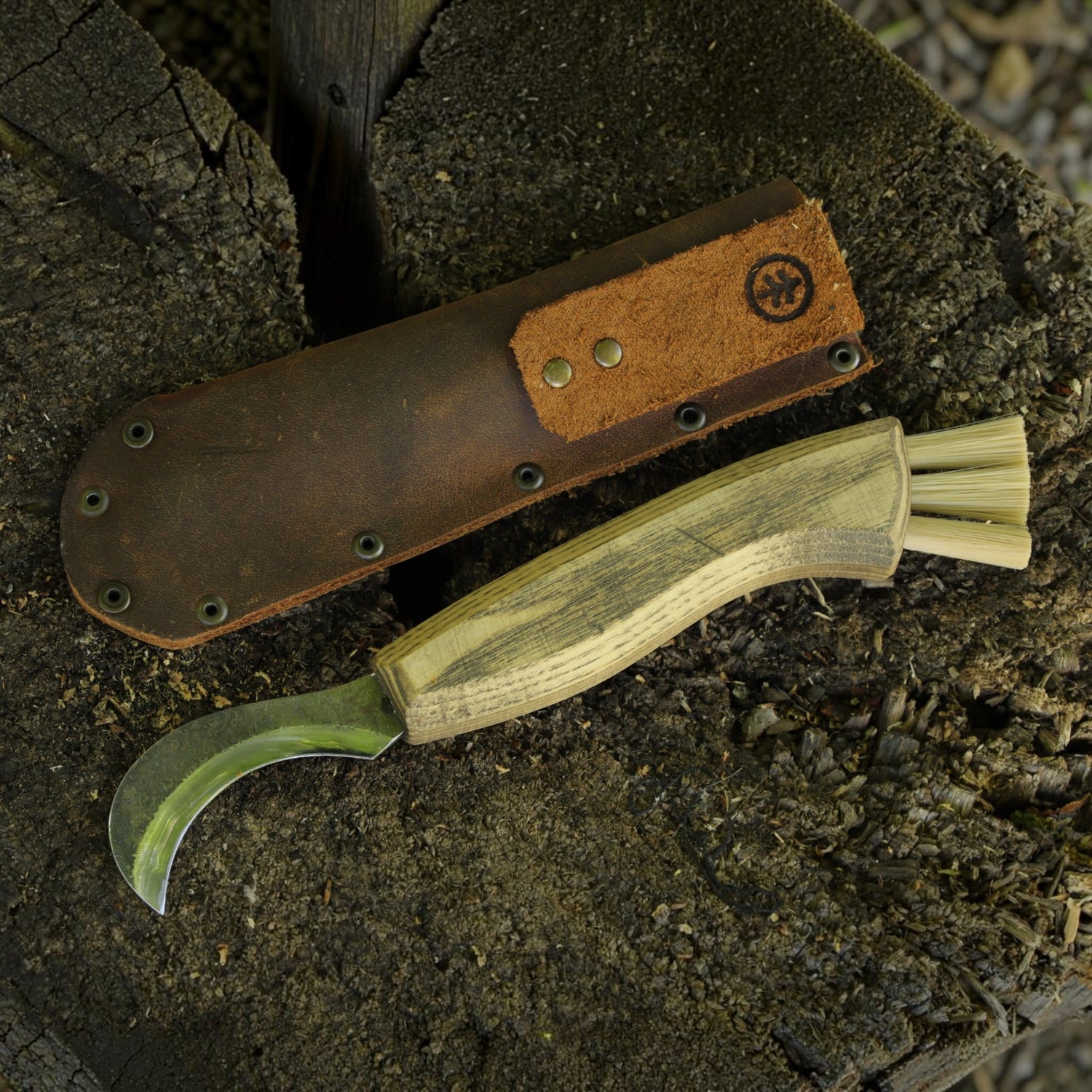 Pilzmesser mit Bürste (geschwungen)