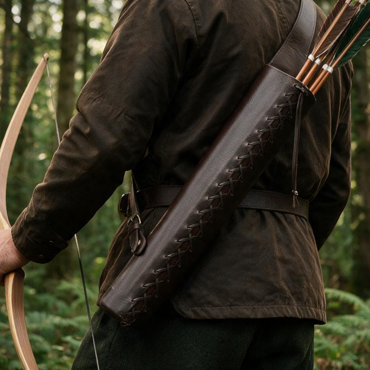 Halbrunder Lederköcher „Ithilien“ mit Schnürung
